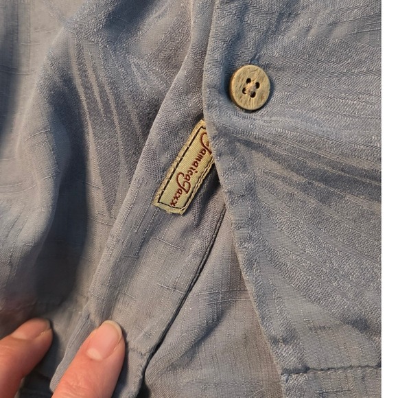 Jamaica Jaxx Mens M Medium Blue Tropical Leaf Print Short Sleeve Button Up Shirt - Picture 2 of 4